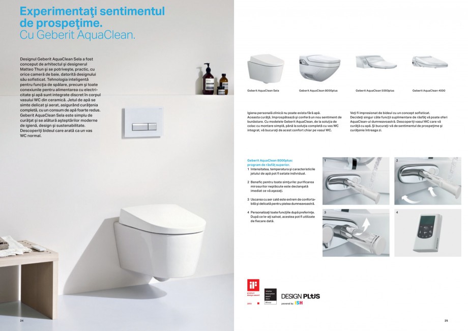 Pagina 13 - Design inteligent pentru baie 2014 GEBERIT Scurgere in pardoseala, Scurgere in perete,...