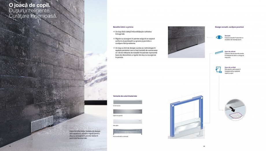 Pagina 15-Design inteligent pentru baie 2014 GEBERIT Scurgere in pardoseala Catalog, brosura Romana gn
ale...