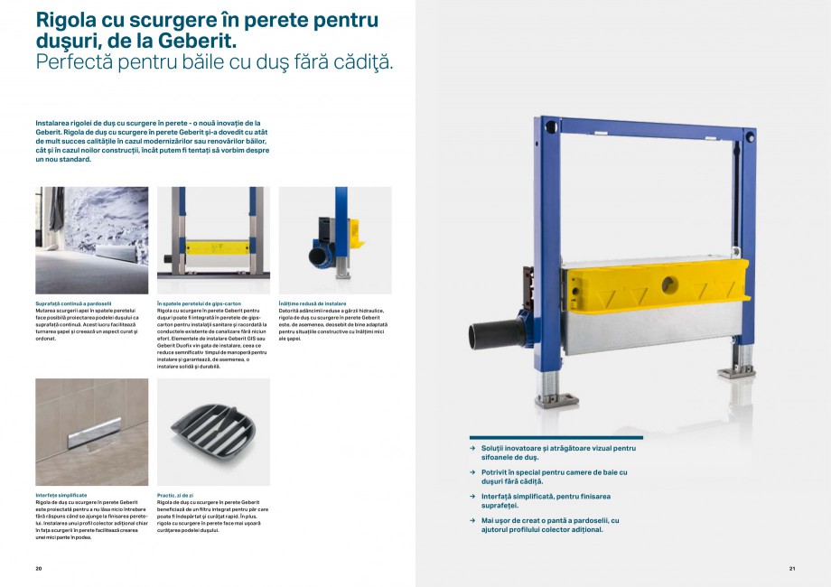 Pagina 11-Elemente de instalare GEBERIT Scurgere in perete Catalog, brosura Romana 
acestea apar: cu Geberit...