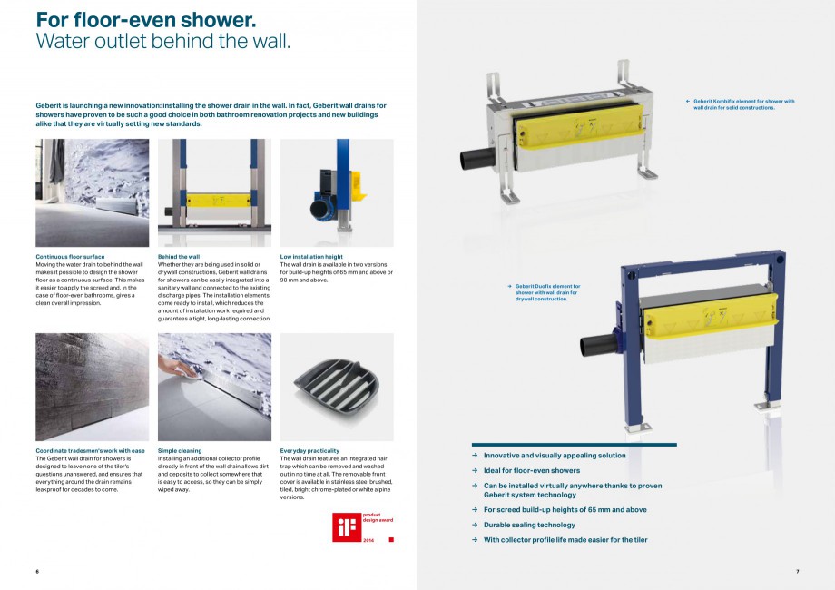 Pagina 4-Rigole si scurgeri de dus GEBERIT Scurgere in pardoseala Catalog, brosura Engleza eed build-up...
