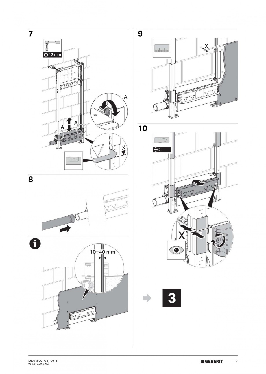 Pagina 7-Instructiuni montaj pentru rigola de scurgere in perete pentru dus GEBERIT Instructiuni montaj,...