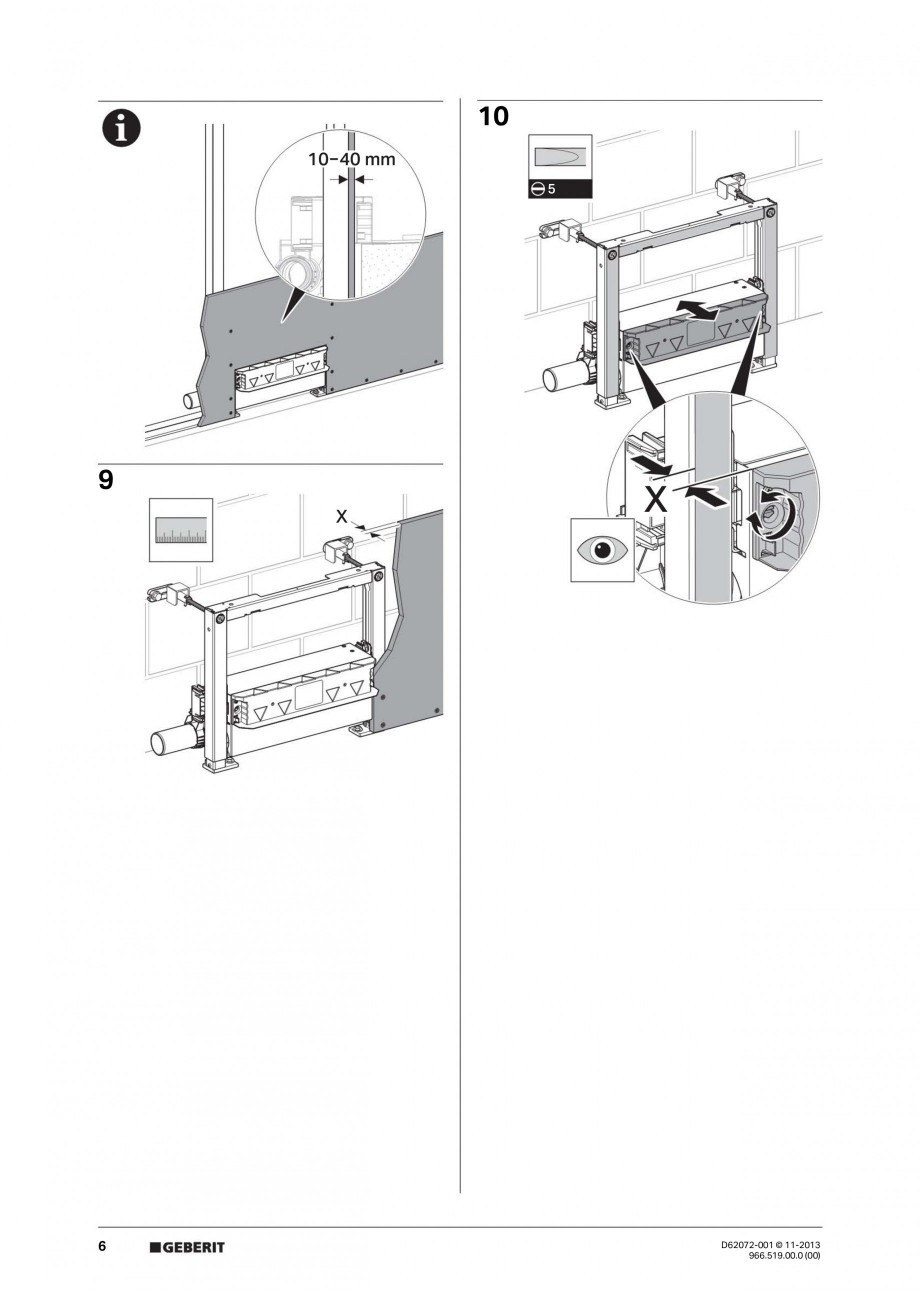 Pagina 6-Rigola de scurgere in perete pentru dus GEBERIT Instructiuni montaj, utilizare Engleza, Franceza,...