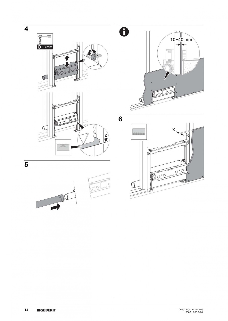 Pagina 14-Rigola de scurgere in perete pentru dus GEBERIT Instructiuni montaj, utilizare Engleza, Franceza,...