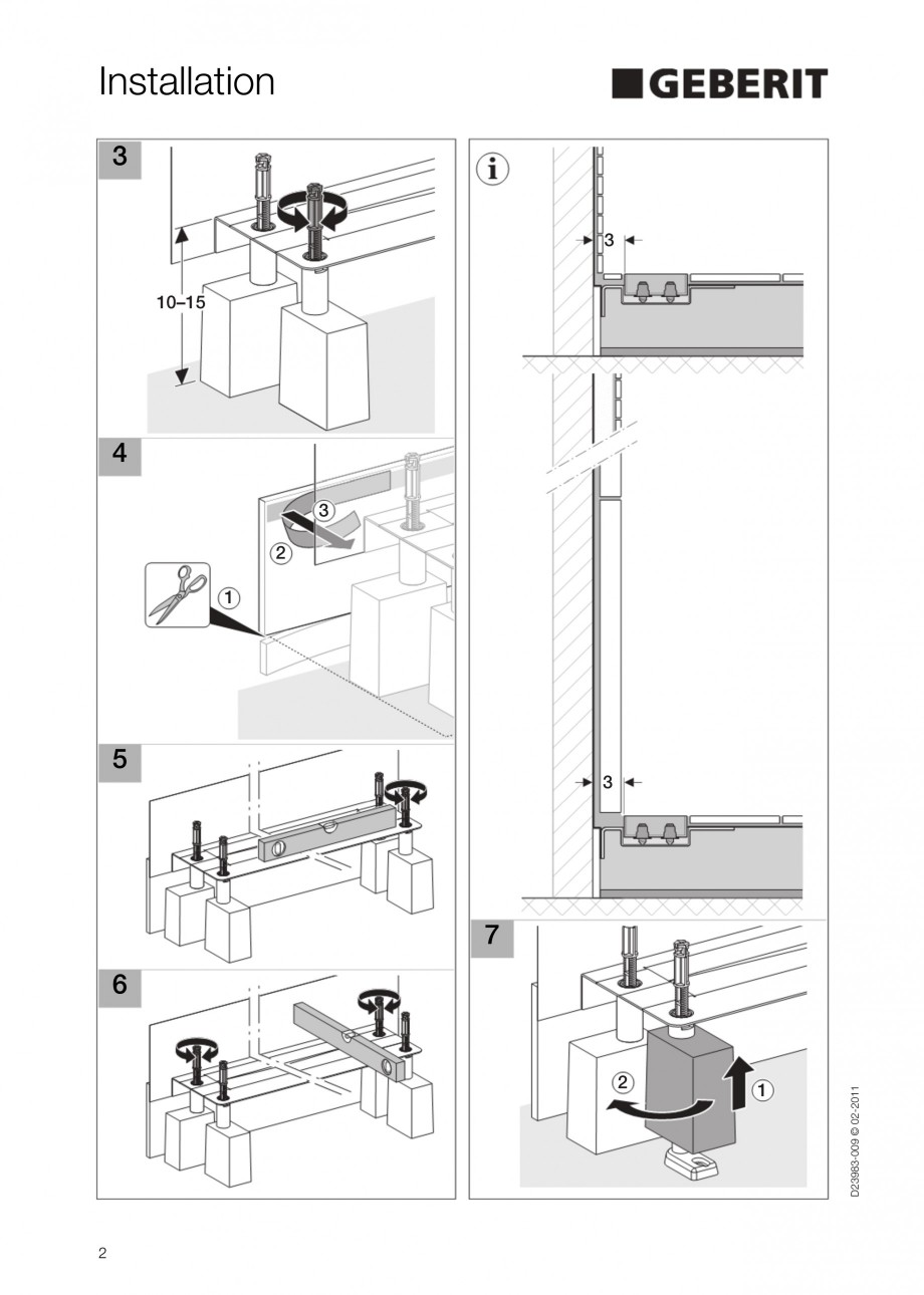 Pagina 2-Rigola liniara pentru dus - montaj la perete GEBERIT Scurgere in pardoseala Instructiuni montaj,...