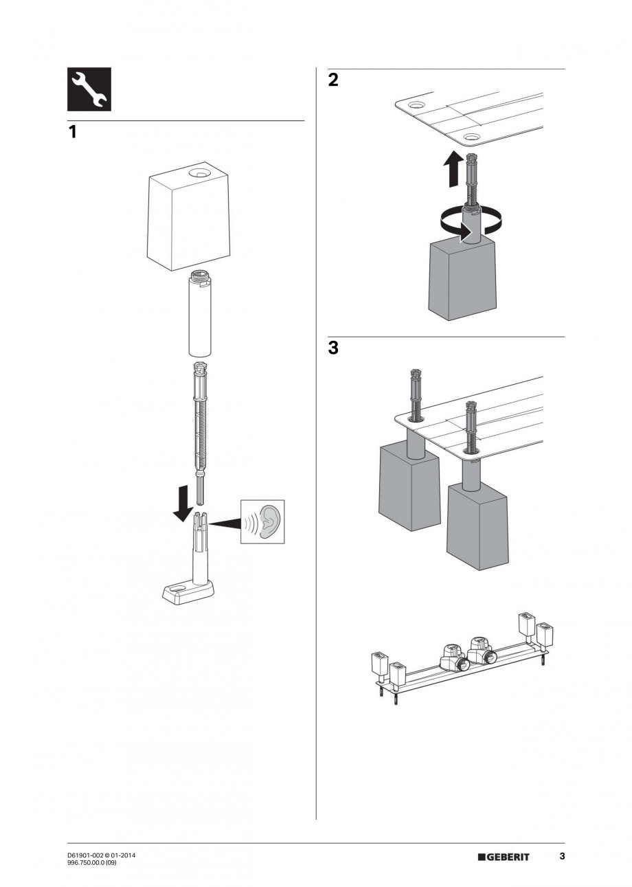 Pagina 3-Rigola liniara pentru dus - montaj pe mijloc GEBERIT Scurgere in pardoseala Instructiuni montaj,...
