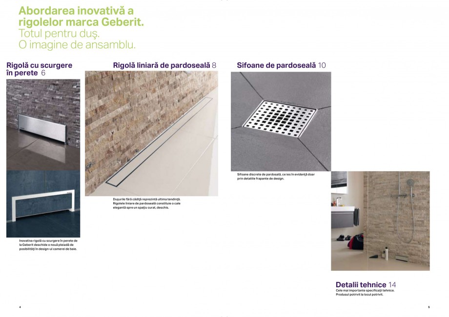 Pagina 3-Placerea pura a dusului - Rigole de dus GEBERIT Scurgere in pardoseala Catalog, brosura Romana 10»,...