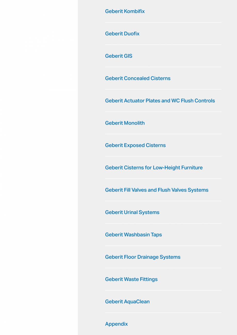 Pagina 3-Sisteme sanitare Geberit 2015-2016 GEBERIT Scurgere in pardoseala Catalog, brosura Engleza s of
the ...