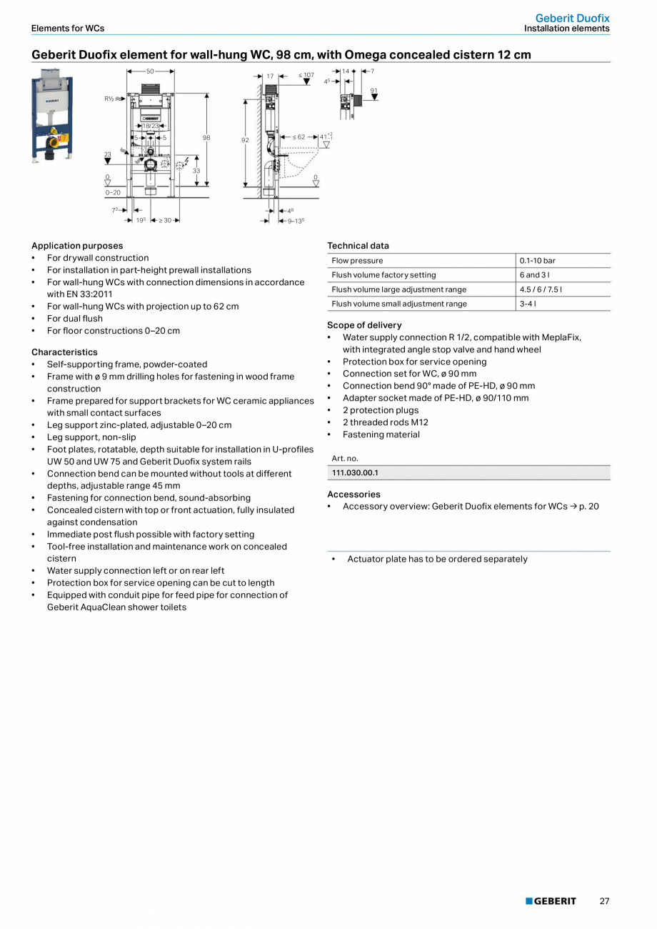 Pagina 27-Sisteme sanitare Geberit 2015-2016 GEBERIT Scurgere in pardoseala Catalog, brosura Engleza t height ...