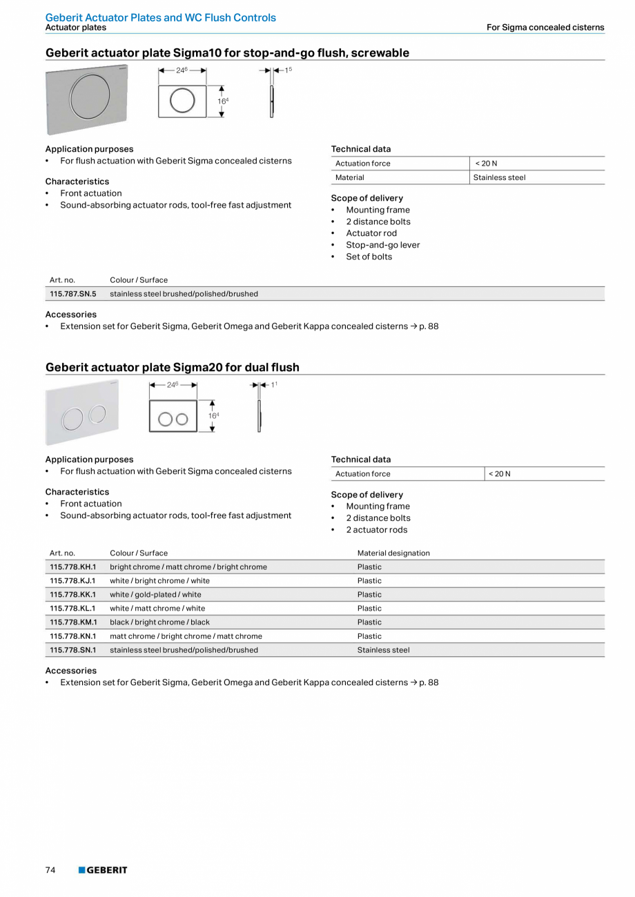 Pagina 74-Sisteme sanitare Geberit 2015-2016 GEBERIT Scurgere in pardoseala Catalog, brosura Engleza 0 mm
• ...