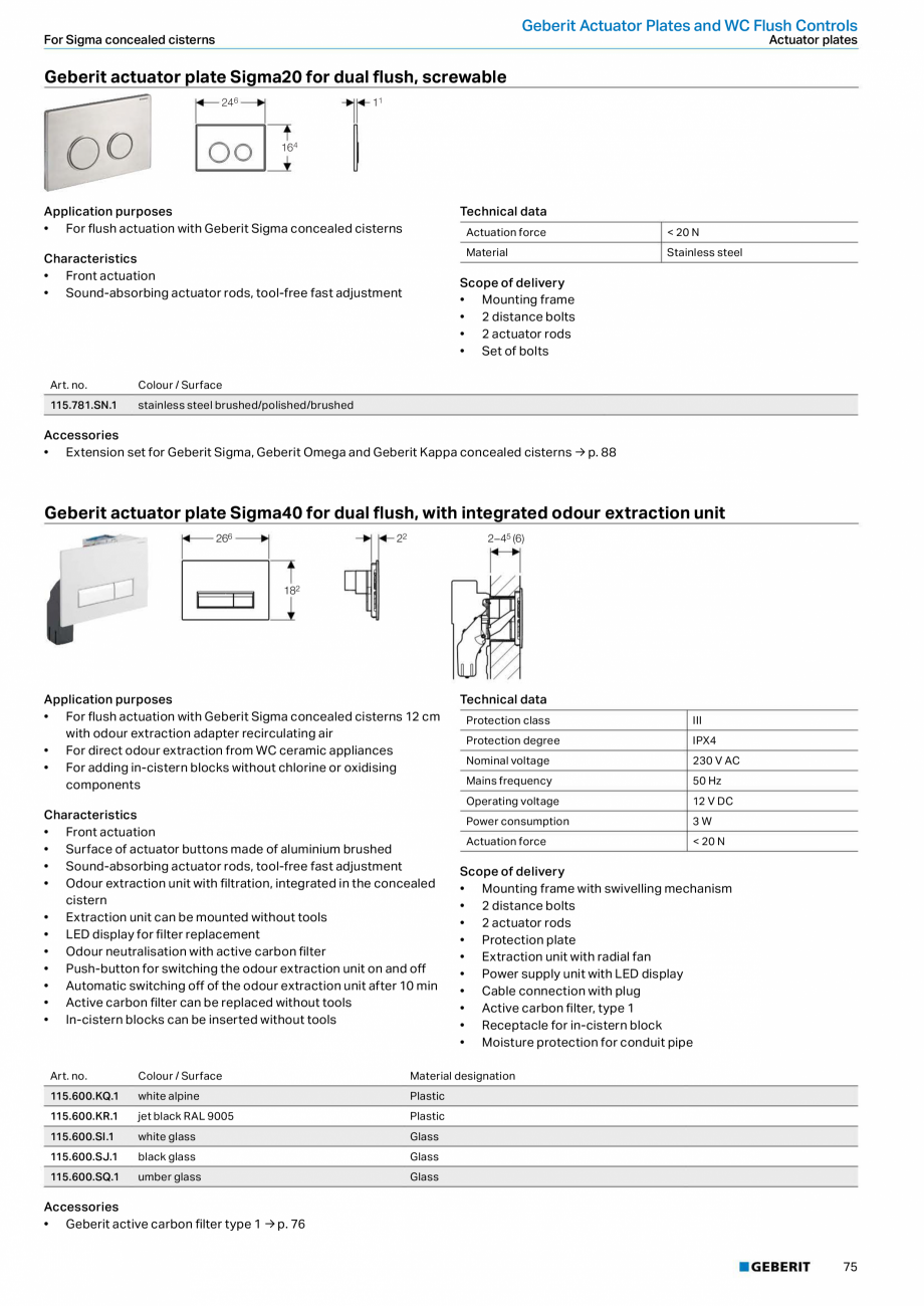 Pagina 75-Sisteme sanitare Geberit 2015-2016 GEBERIT Scurgere in pardoseala Catalog, brosura Engleza ains
...