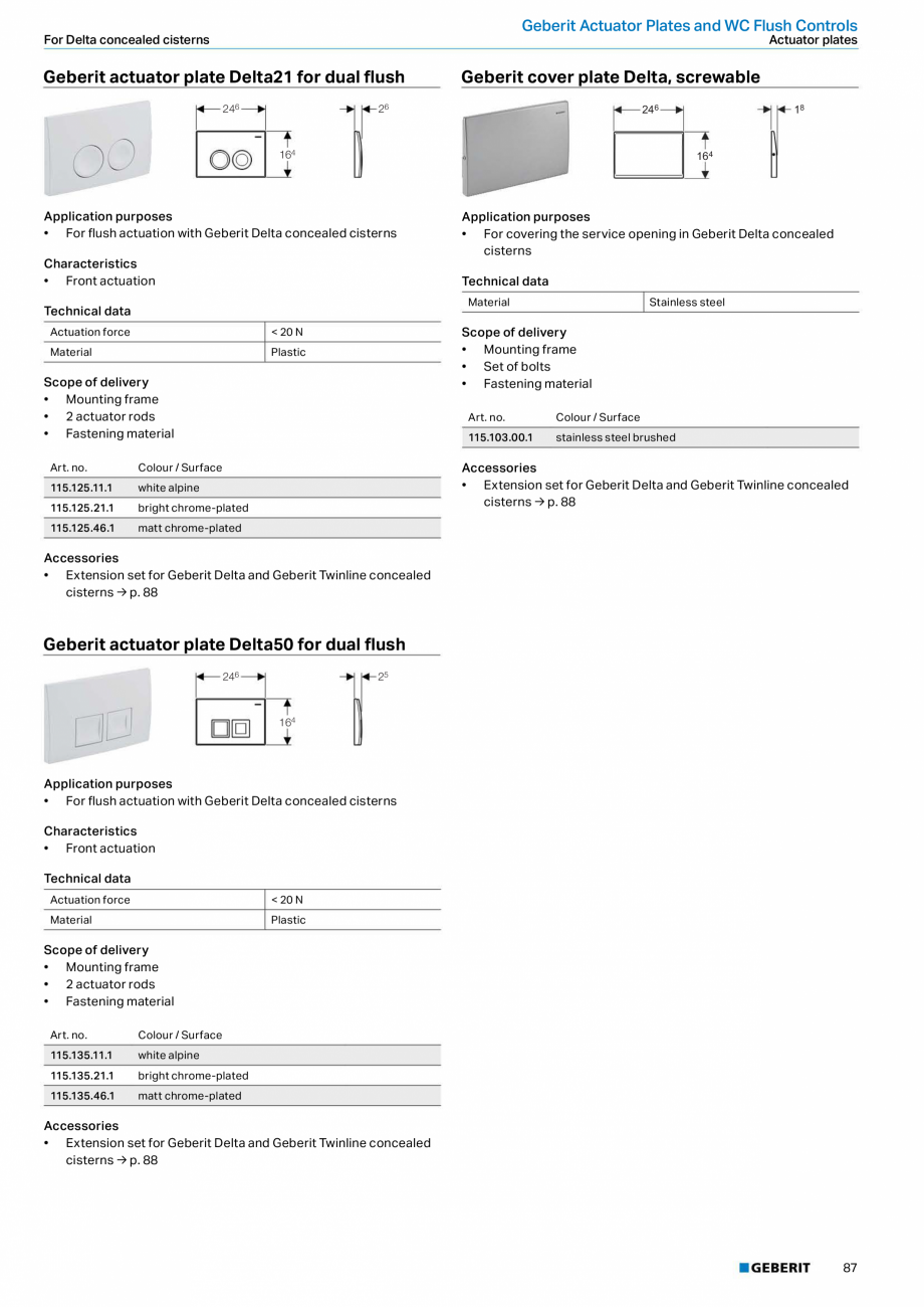 Pagina 87-Sisteme sanitare Geberit 2015-2016 GEBERIT Scurgere in pardoseala Catalog, brosura Engleza ng...