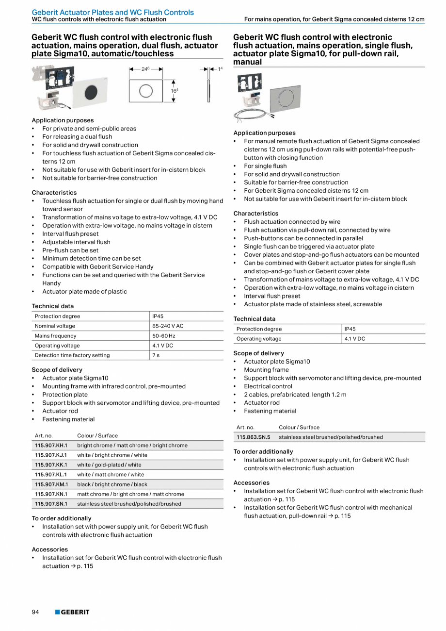 Pagina 94-Sisteme sanitare Geberit 2015-2016 GEBERIT Scurgere in pardoseala Catalog, brosura Engleza •...