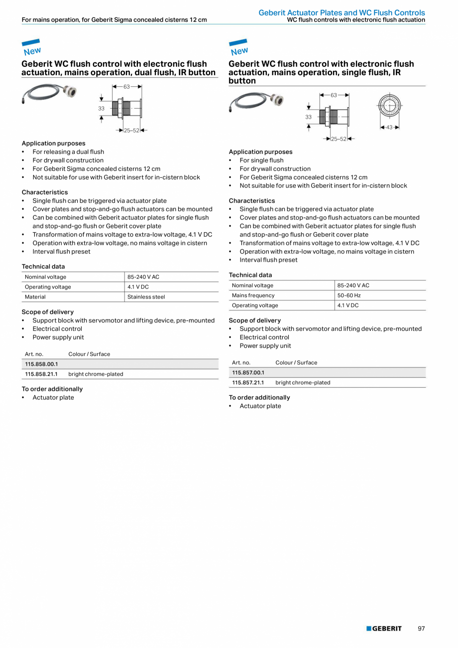 Pagina 97-Sisteme sanitare Geberit 2015-2016 GEBERIT Scurgere in pardoseala Catalog, brosura Engleza nd hand...