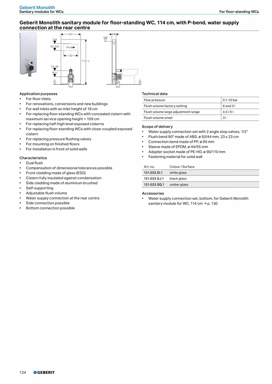 Pagina 124-Sisteme sanitare Geberit 2015-2016 GEBERIT Scurgere in pardoseala Catalog, brosura Engleza  . . . . ...