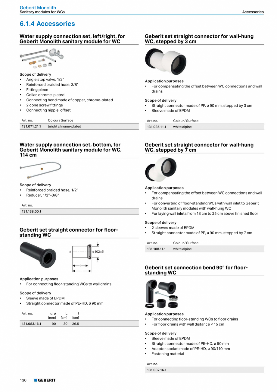 Pagina 130-Sisteme sanitare Geberit 2015-2016 GEBERIT Scurgere in pardoseala Catalog, brosura Engleza oncealed ...