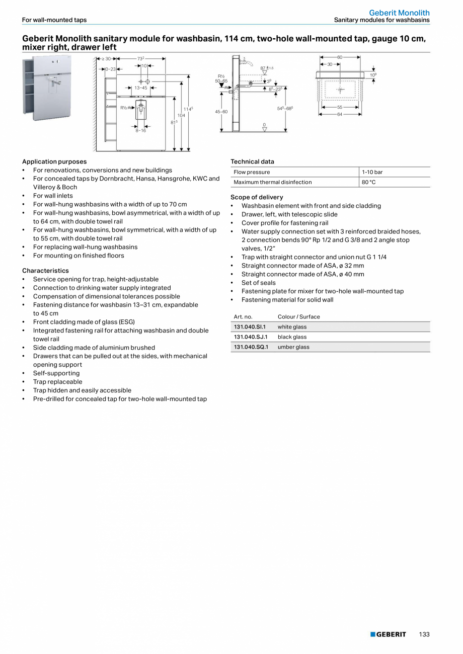 Pagina 133-Sisteme sanitare Geberit 2015-2016 GEBERIT Scurgere in pardoseala Catalog, brosura Engleza s
• Set...