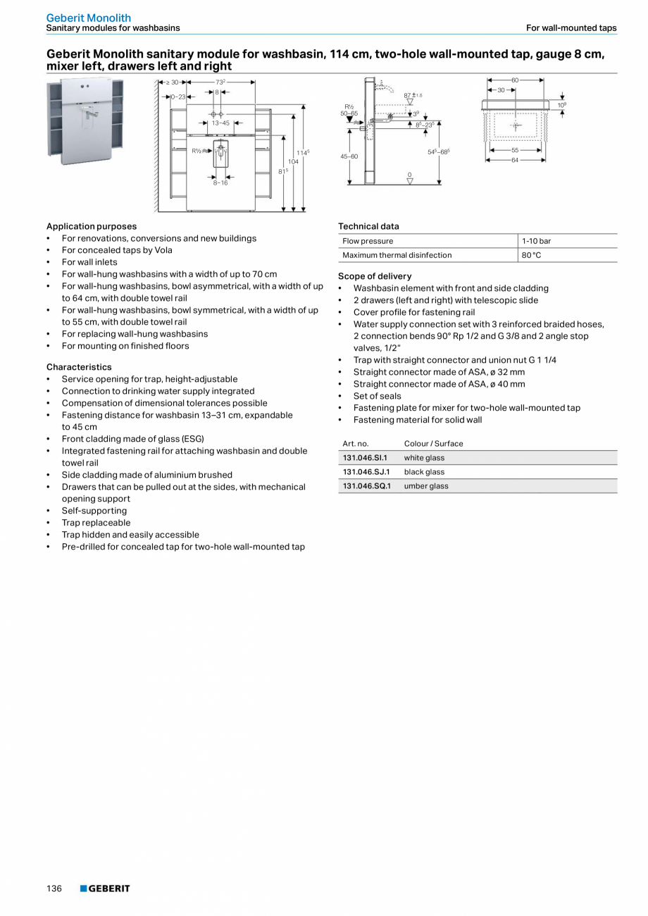 Pagina 136-Sisteme sanitare Geberit 2015-2016 GEBERIT Scurgere in pardoseala Catalog, brosura Engleza st zinc /...