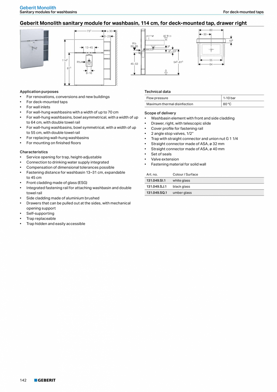Pagina 142-Sisteme sanitare Geberit 2015-2016 GEBERIT Scurgere in pardoseala Catalog, brosura Engleza me
• 2 ...
