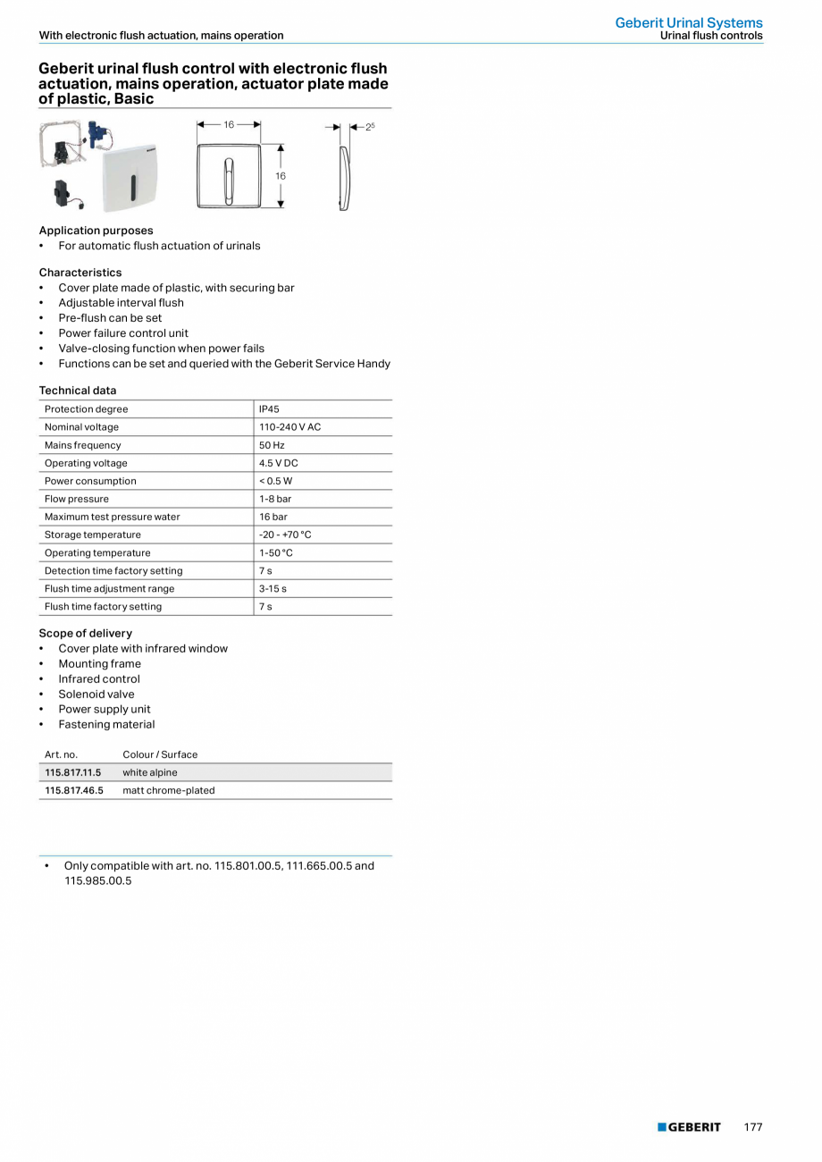Pagina 177-Sisteme sanitare Geberit 2015-2016 GEBERIT Scurgere in pardoseala Catalog, brosura Engleza uation...