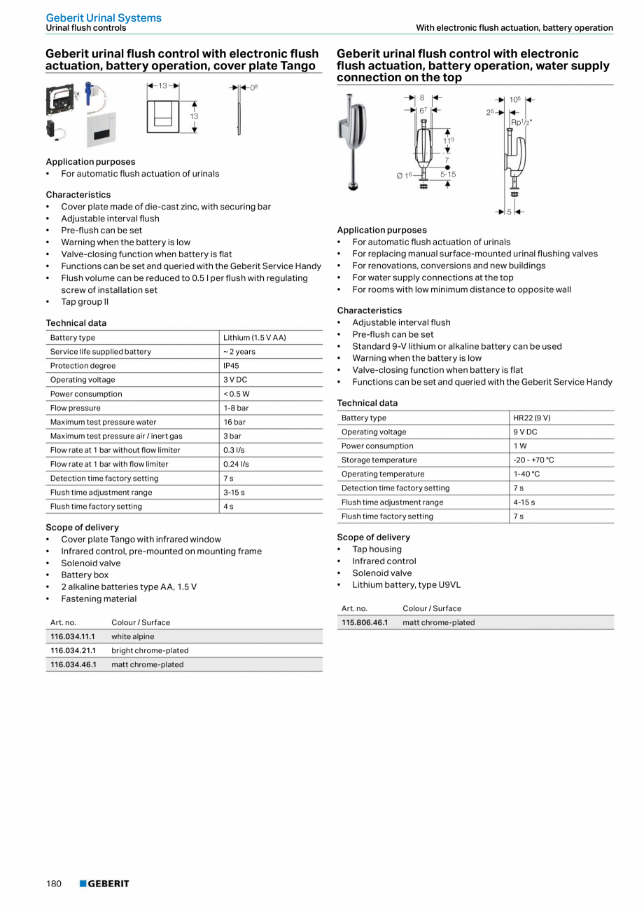Pagina 180-Sisteme sanitare Geberit 2015-2016 GEBERIT Scurgere in pardoseala Catalog, brosura Engleza closed...