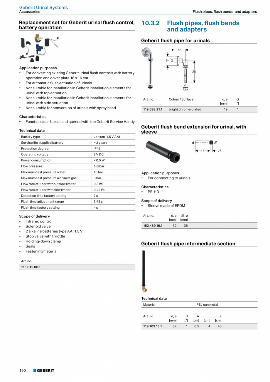 Pagina 190-Sisteme sanitare Geberit 2015-2016 GEBERIT Scurgere in pardoseala Catalog, brosura Engleza r solid...