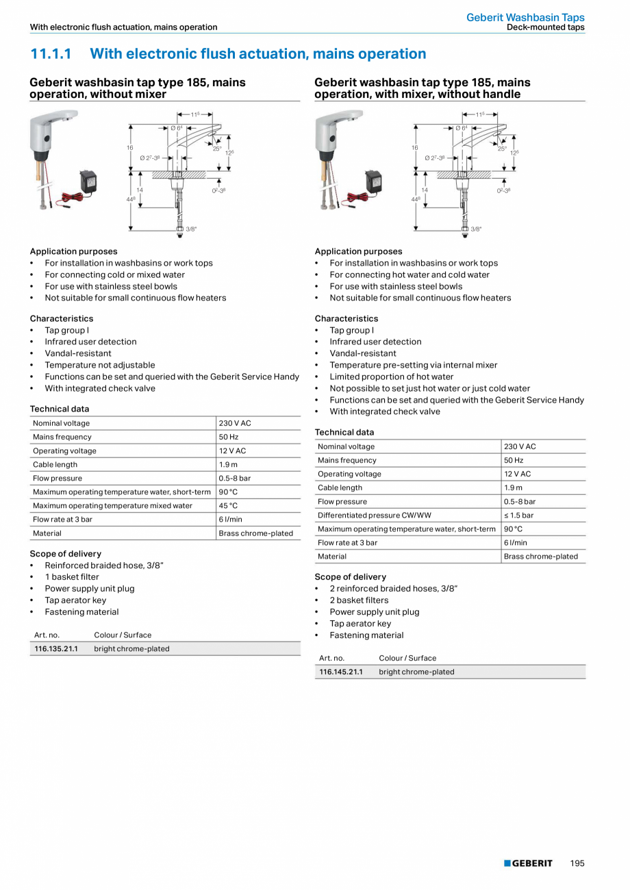 Pagina 195-Sisteme sanitare Geberit 2015-2016 GEBERIT Scurgere in pardoseala Catalog, brosura Engleza ics
•...