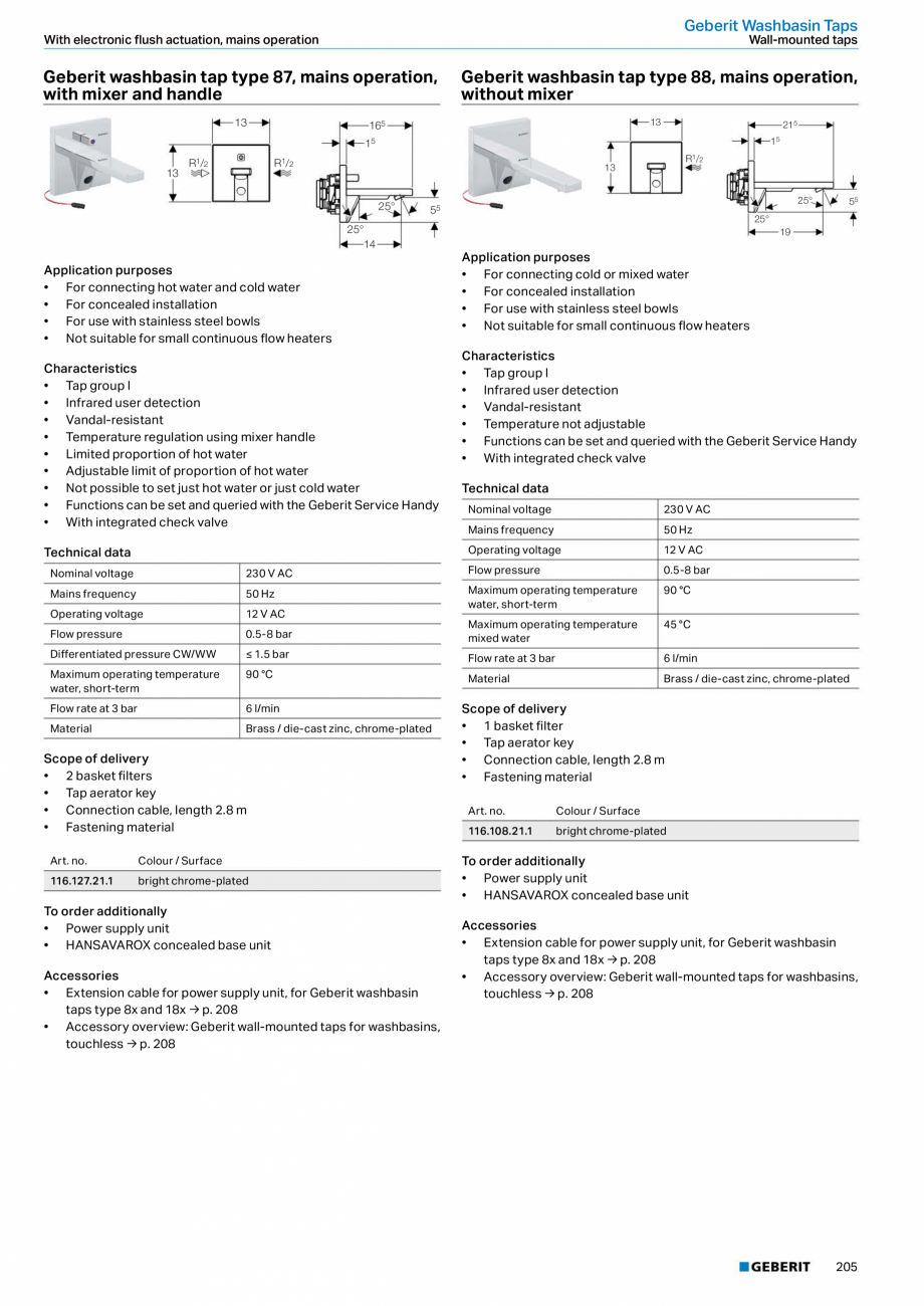 Pagina 205-Sisteme sanitare Geberit 2015-2016 GEBERIT Scurgere in pardoseala Catalog, brosura Engleza ing...