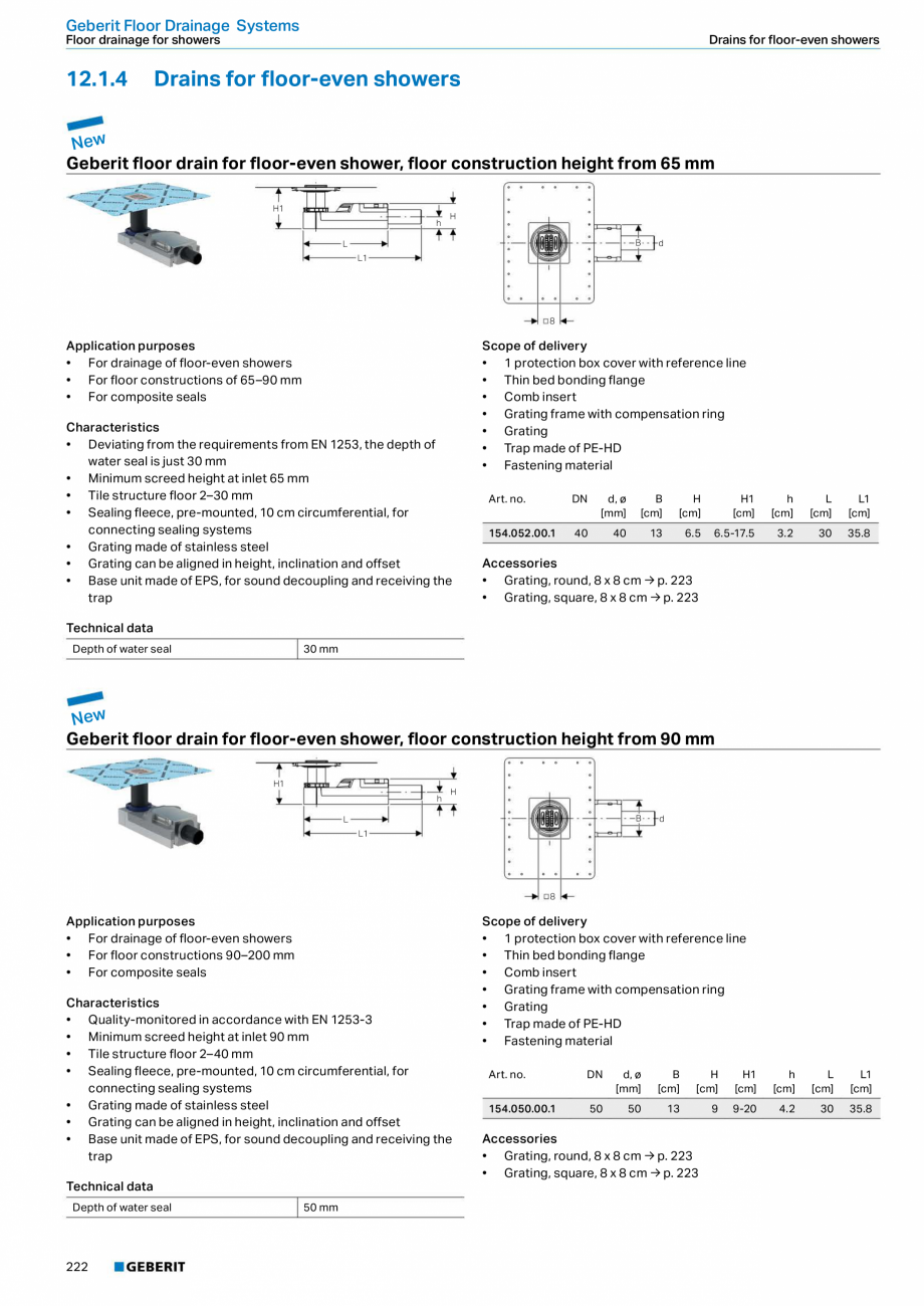 Pagina 222-Sisteme sanitare Geberit 2015-2016 GEBERIT Scurgere in pardoseala Catalog, brosura Engleza 

0.1-10 ...