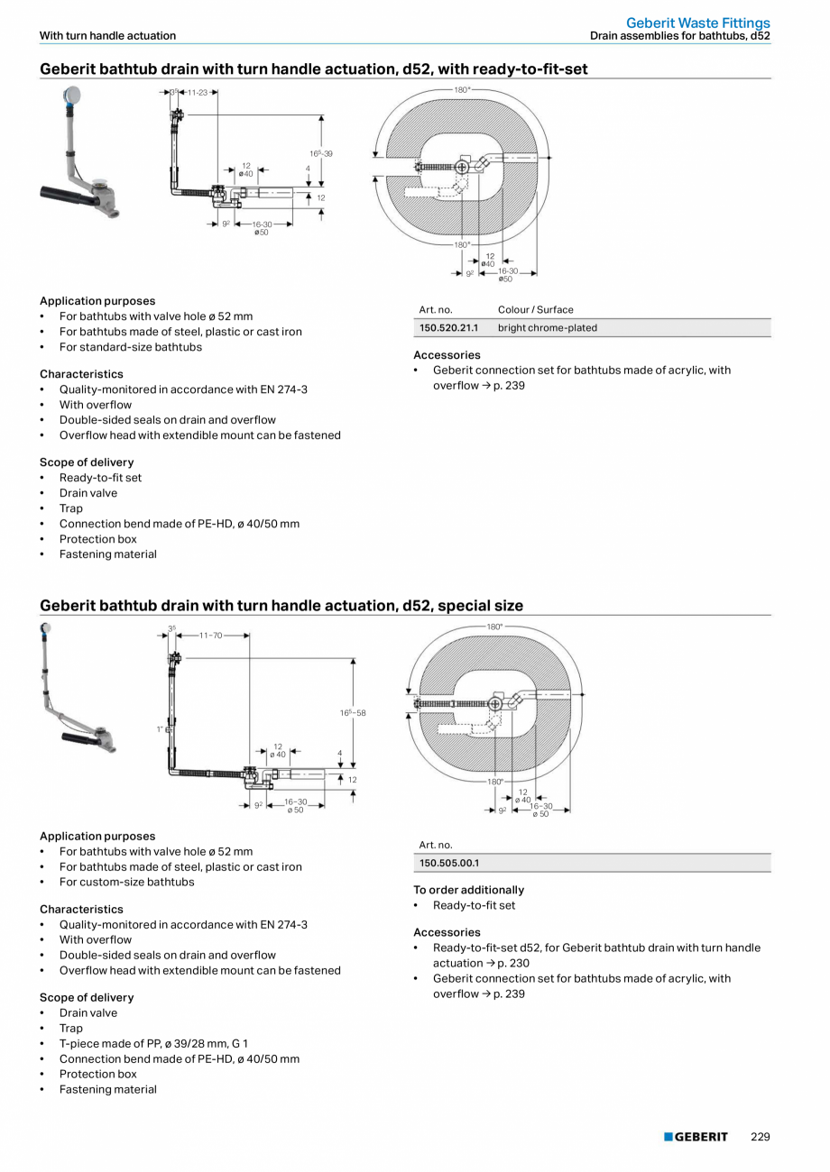 Pagina 229-Sisteme sanitare Geberit 2015-2016 GEBERIT Scurgere in pardoseala Catalog, brosura Engleza  DC
...