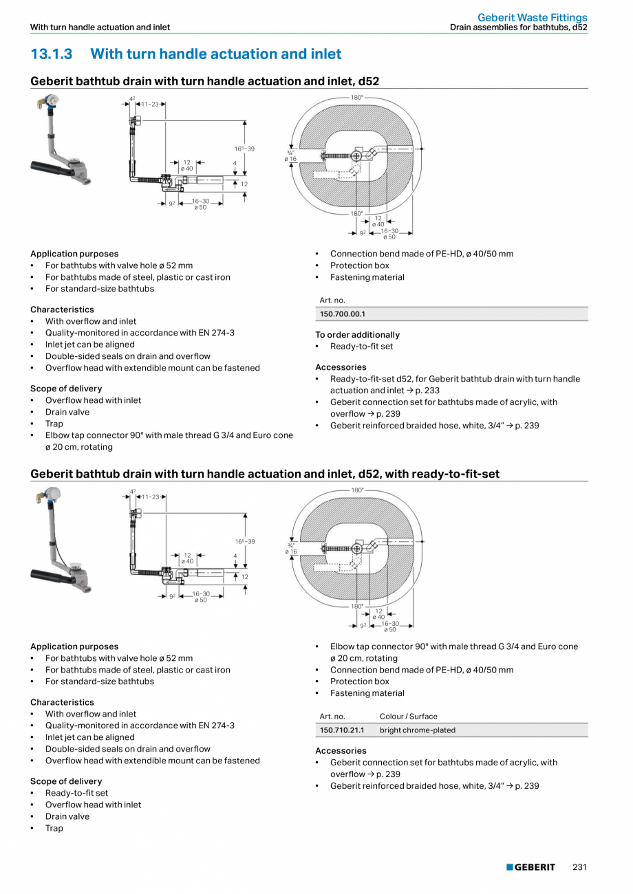 Pagina 231-Sisteme sanitare Geberit 2015-2016 GEBERIT Scurgere in pardoseala Catalog, brosura Engleza livery...