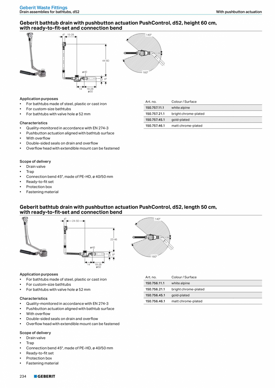 Pagina 234-Sisteme sanitare Geberit 2015-2016 GEBERIT Scurgere in pardoseala Catalog, brosura Engleza erit...