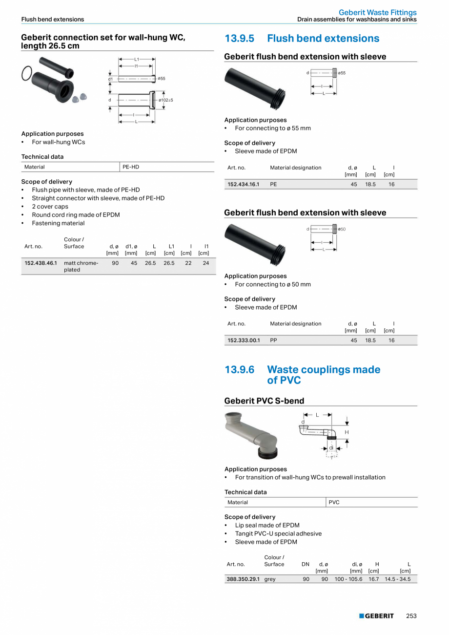 Pagina 253-Sisteme sanitare Geberit 2015-2016 GEBERIT Scurgere in pardoseala Catalog, brosura Engleza ASA, ø...
