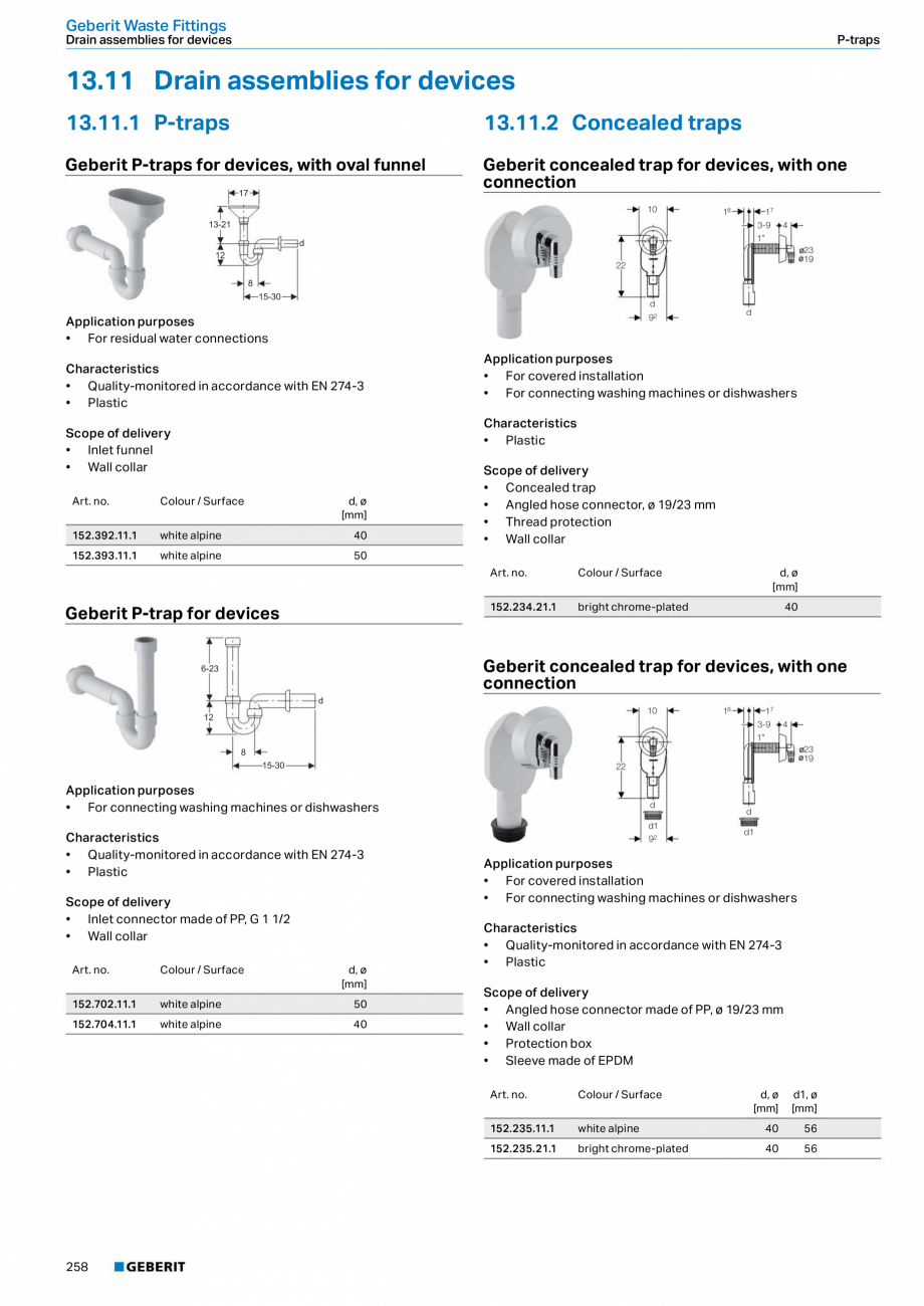Pagina 258-Sisteme sanitare Geberit 2015-2016 GEBERIT Scurgere in pardoseala Catalog, brosura Engleza owl...