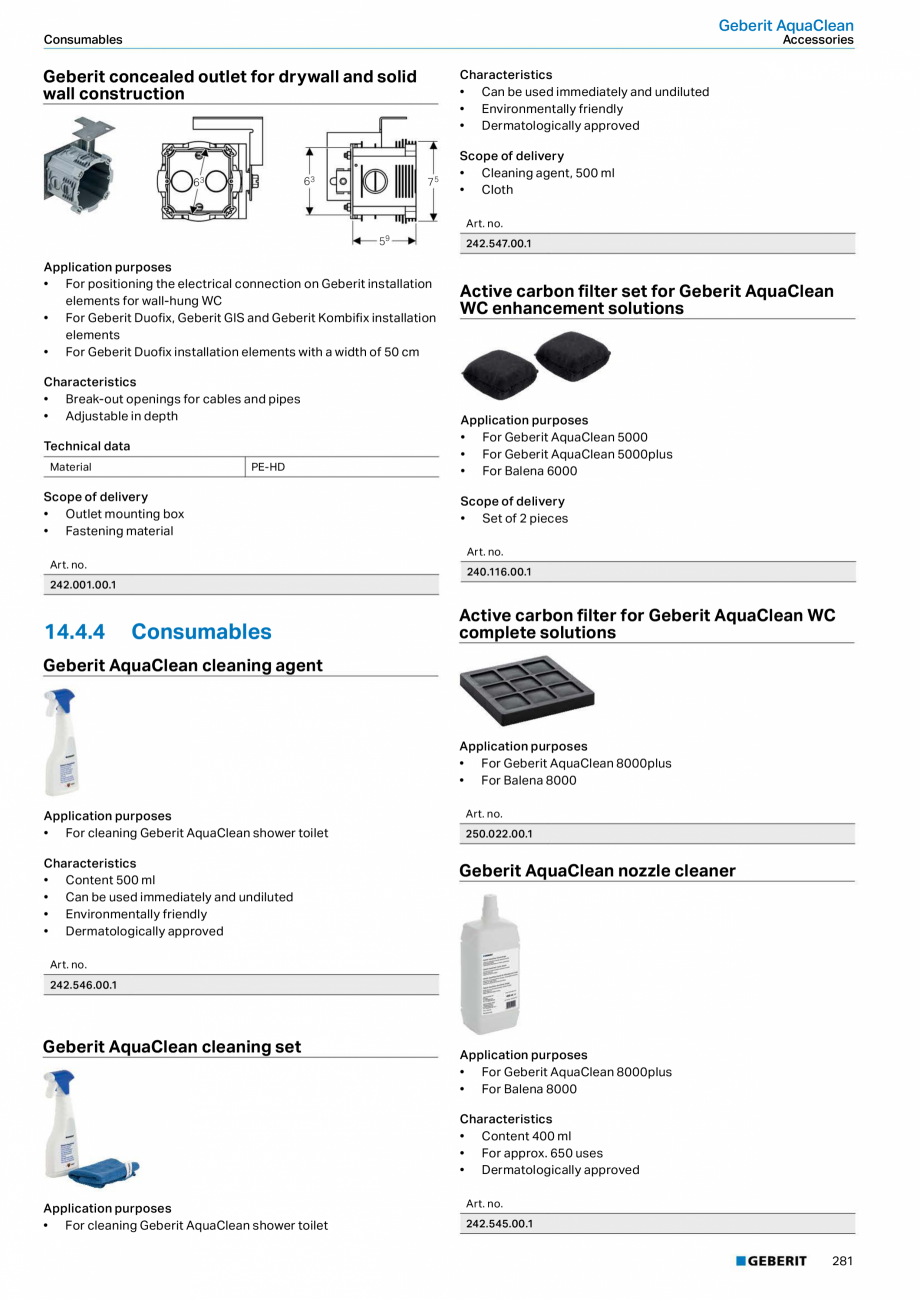 Pagina 281 - Sisteme sanitare Geberit 2015-2016 GEBERIT Scurgere in perete, Scurgere in pardoseala, ...