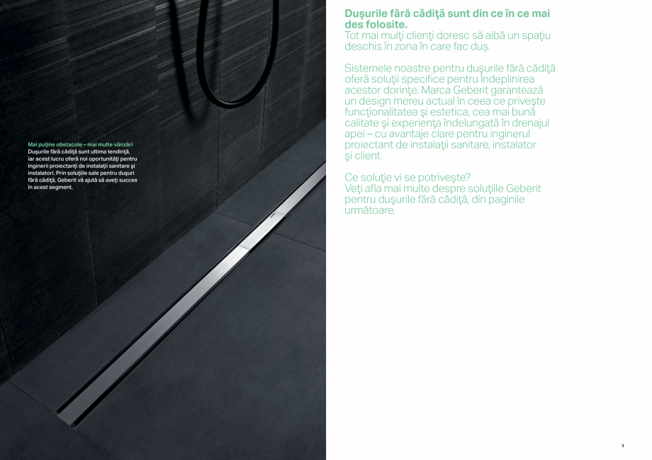 Pagina 2-Solutii Geberit pentru dusurile fara cadita GEBERIT CleanLine Catalog, brosura Romana ile Geberit...