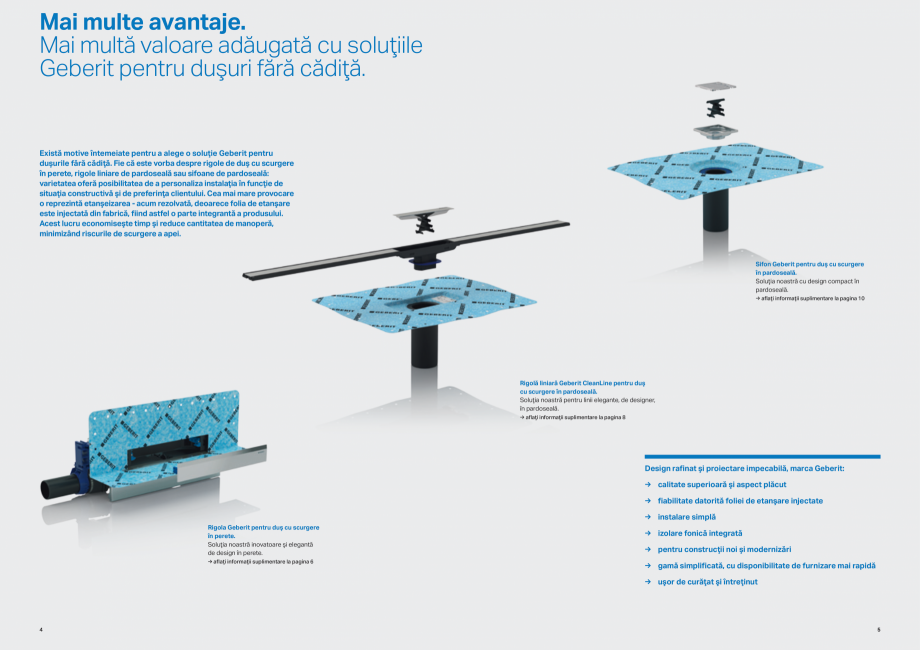 Pagina 3-Solutii Geberit pentru dusurile fara cadita GEBERIT CleanLine Catalog, brosura Romana it CleanLine...