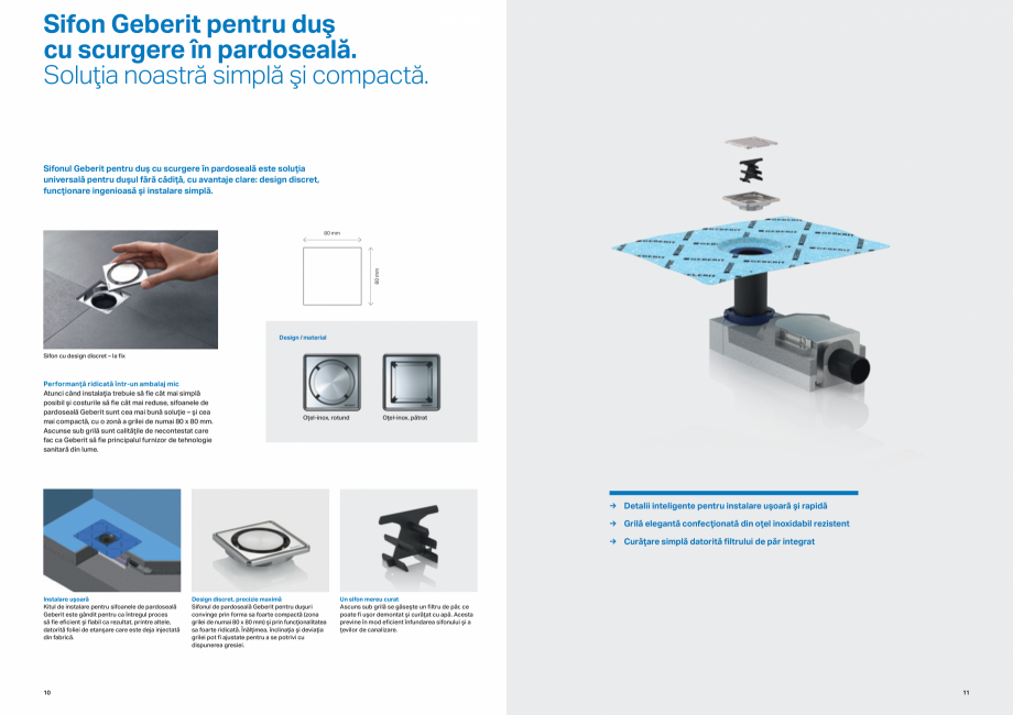 Pagina 6-Solutii Geberit pentru dusurile fara cadita GEBERIT CleanLine Catalog, brosura Romana de design...