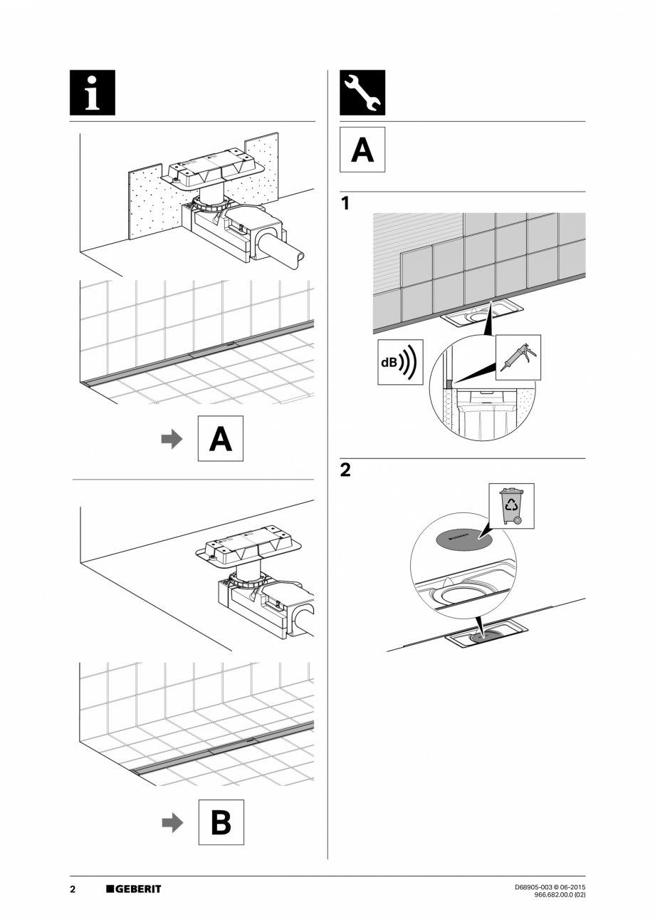Pagina 2-Instructiuni montaj capac pentru rigole liniare pentru dusuri fara cadita  GEBERIT CleanLine...