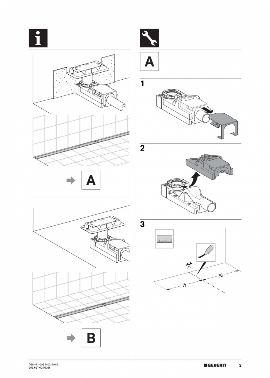 Pagina 3-Rigole liniare pentru dusuri fara cadita - instalare capac GEBERIT CleanLine Instructiuni montaj,...
