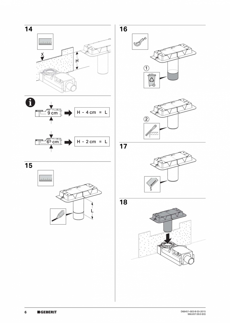 Pagina 6-Rigole liniare pentru dusuri fara cadita - instalare capac GEBERIT CleanLine Instructiuni montaj,...