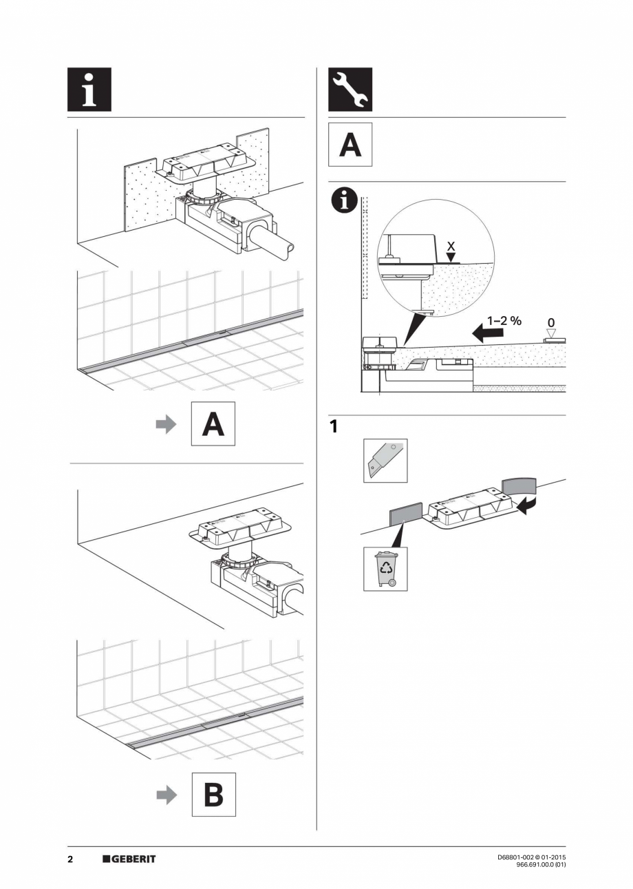 Pagina 2-Rigole liniare pentru dusuri fara cadita - instalare capac pentru Clean Line 20, Clean Line 60...