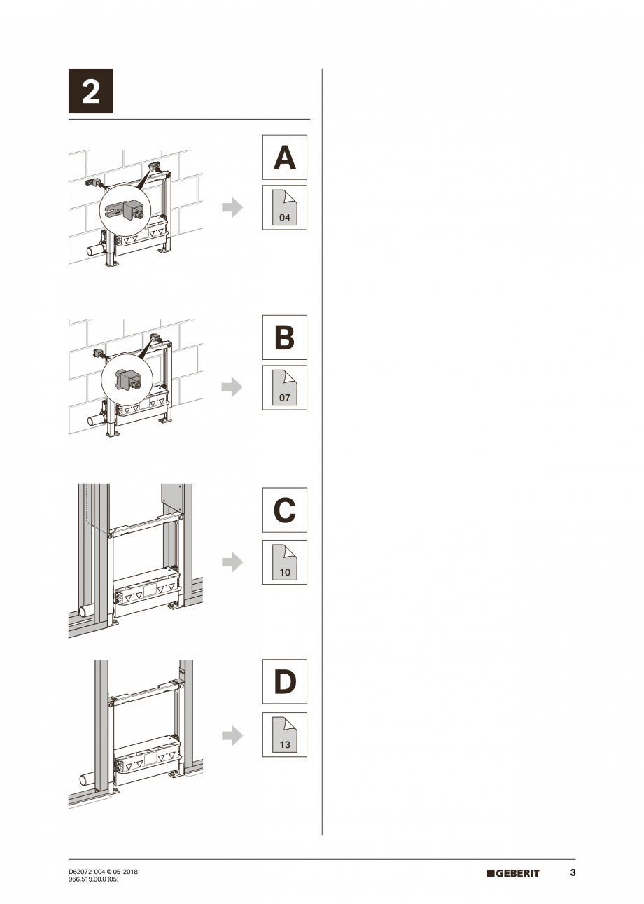 Pagina 3-Manual de instalare pentru element de instalare Geberit Duofix pentru dus, 50 cm GEBERIT Scurgere in...