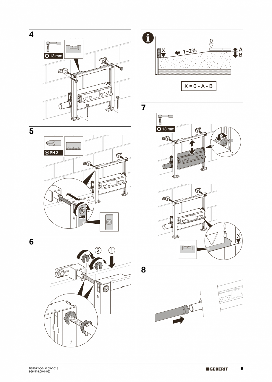 Pagina 5 - Manual de instalare pentru element de instalare Geberit Duofix pentru dus, 50 cm GEBERIT ...