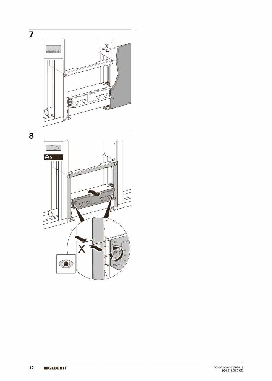Pagina 12-Manual de instalare pentru element de instalare Geberit Duofix pentru dus, 50 cm GEBERIT Scurgere in...