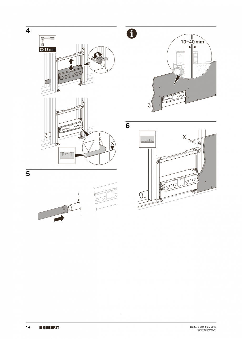 Pagina 14 - Manual de instalare pentru element de instalare Geberit Duofix pentru dus, 50 cm GEBERIT...