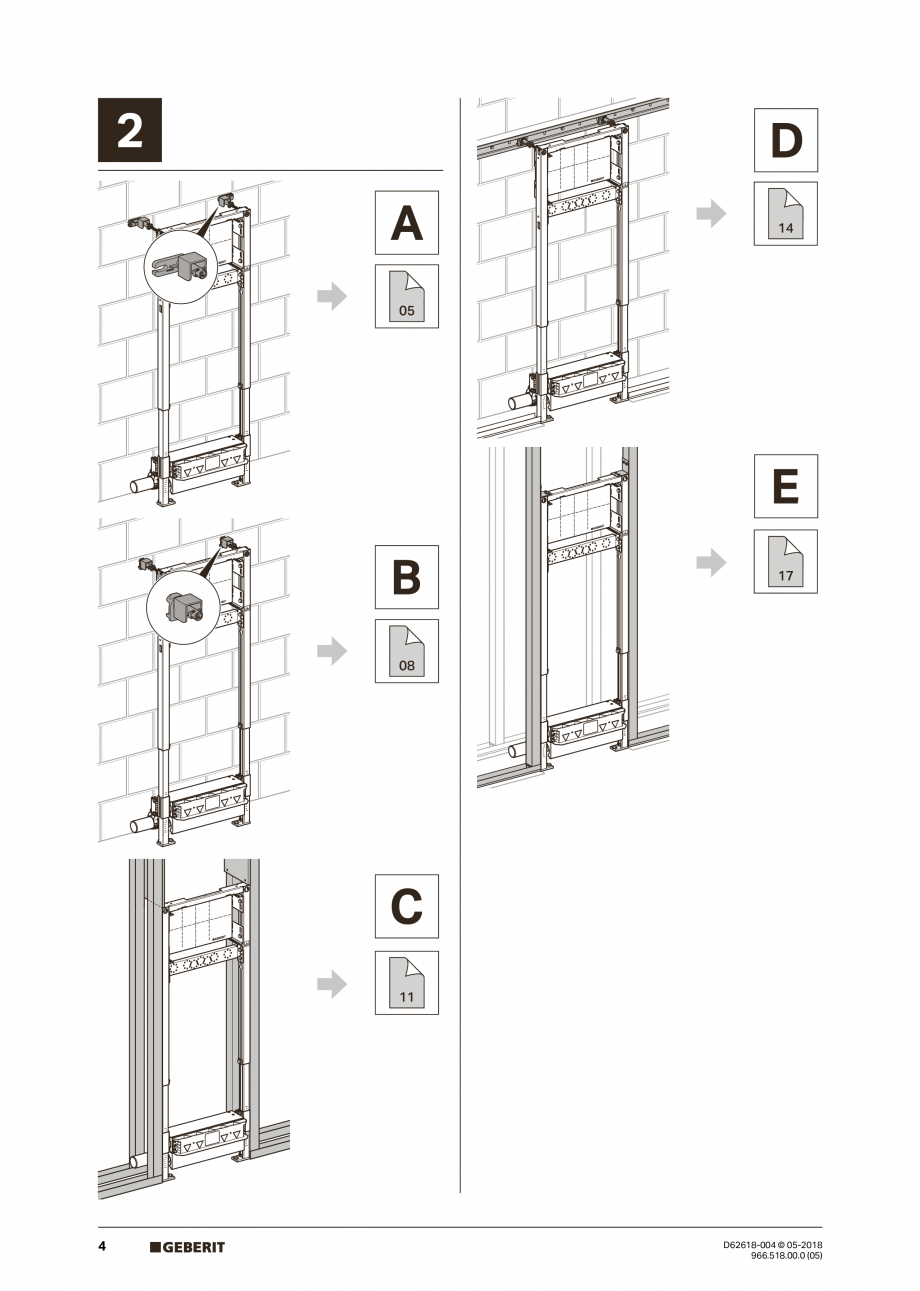 Pagina 4-Manual de instalare - pentru element de instalare Geberit Duofix pentru dus, 130 cm GEBERIT Scurgere...