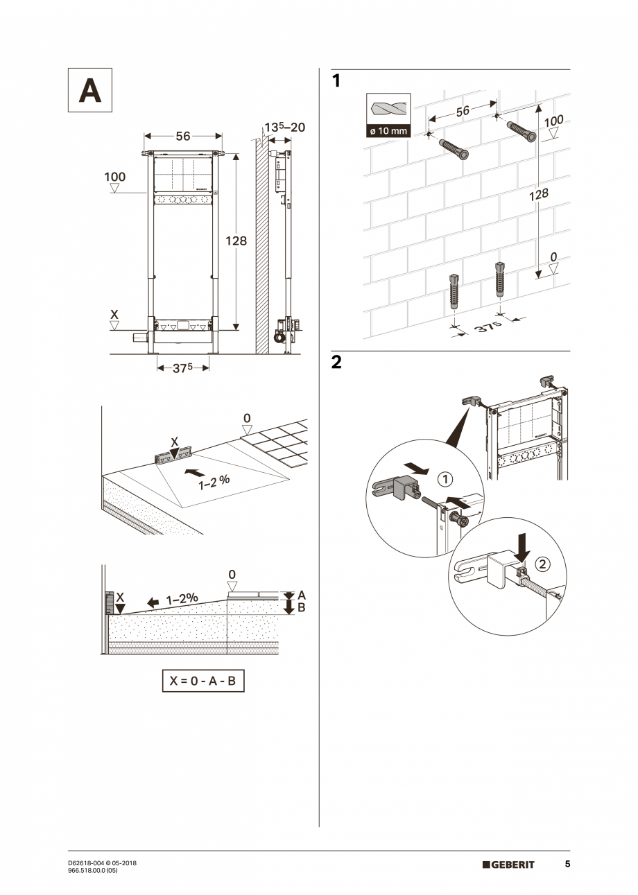 Pagina 5 - Manual de instalare - pentru element de instalare Geberit Duofix pentru dus, 130 cm...