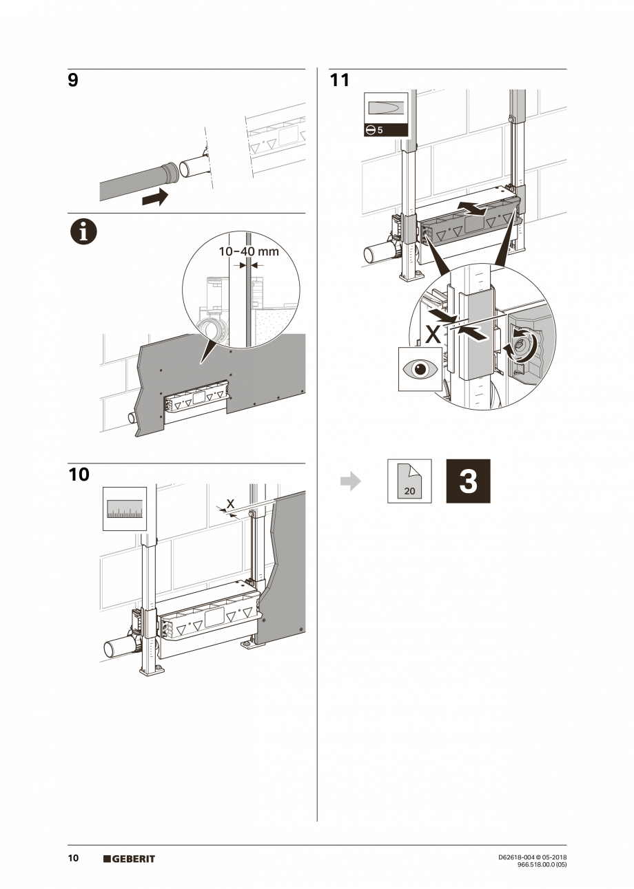 Pagina 10-Manual de instalare - pentru element de instalare Geberit Duofix pentru dus, 130 cm GEBERIT Scurgere...