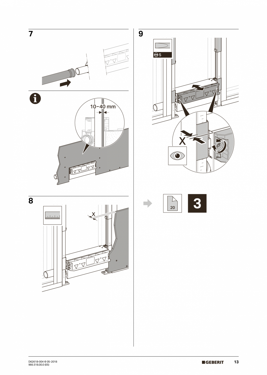 Pagina 13-Manual de instalare - pentru element de instalare Geberit Duofix pentru dus, 130 cm GEBERIT Scurgere...