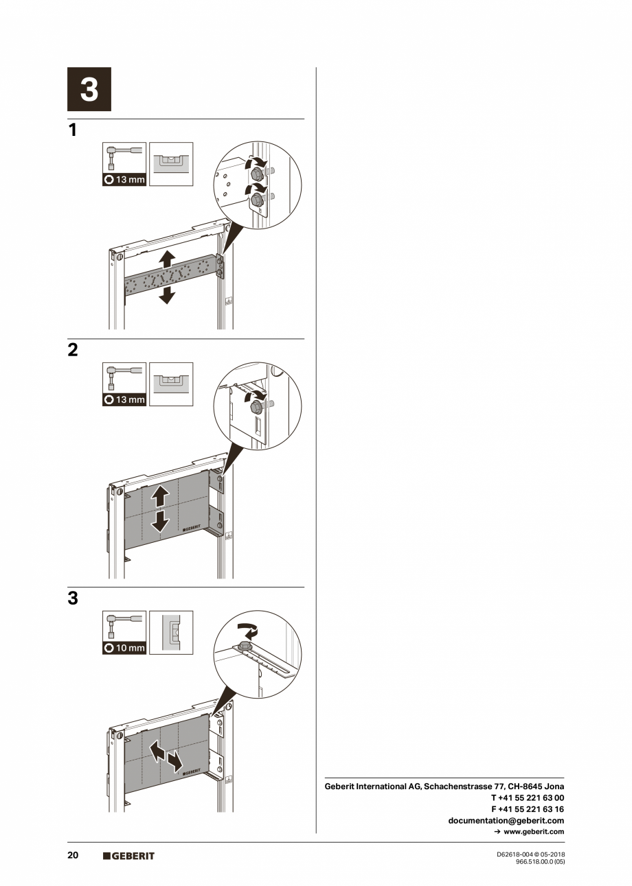 Pagina 20-Manual de instalare - pentru element de instalare Geberit Duofix pentru dus, 130 cm GEBERIT Scurgere...